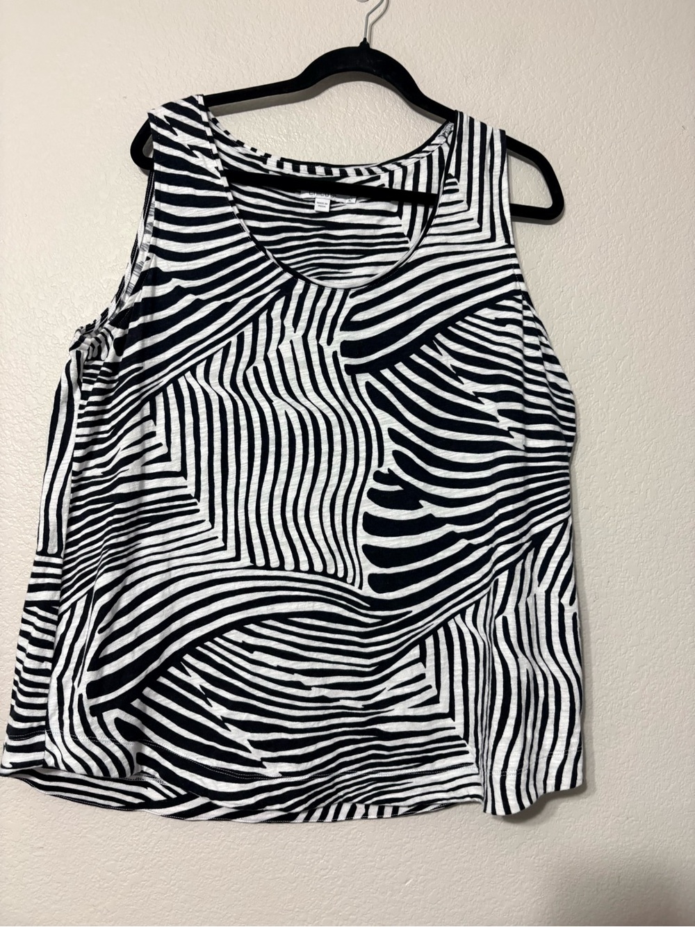 Chico’s Black & White‎ Zebra-Stripe Cotton Modal Layering Tank Top XL